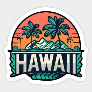 Hawaii Retro Sunset Sticker